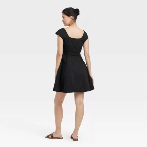 A New Day Corset Woven Mini A-Line Cotton Dress Size 4 Square Neck New With Tags - Picture 4 of 17